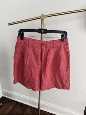 NWOT GAP Salmon Linen-Blend High-Rise Pleated Shorts